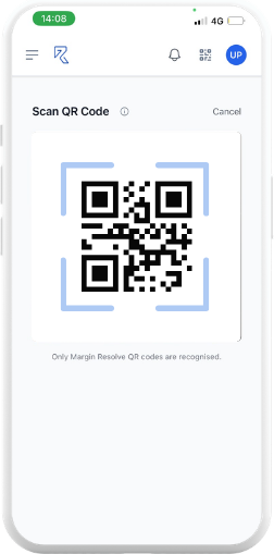 Scanning an asset QR code in the Margin Resolve mobile app
